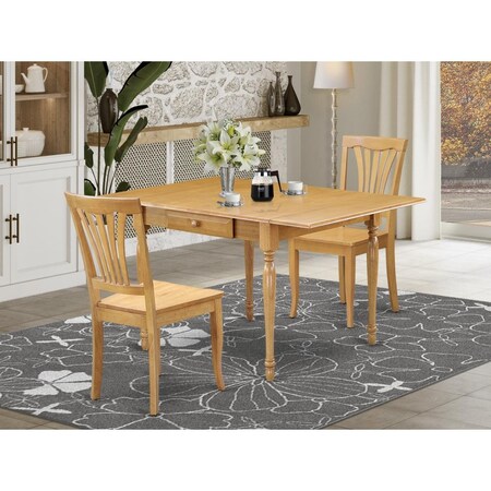 East West Furniture 3 Piece Monza Dinette Set - Oak MZAV3-OAK-W